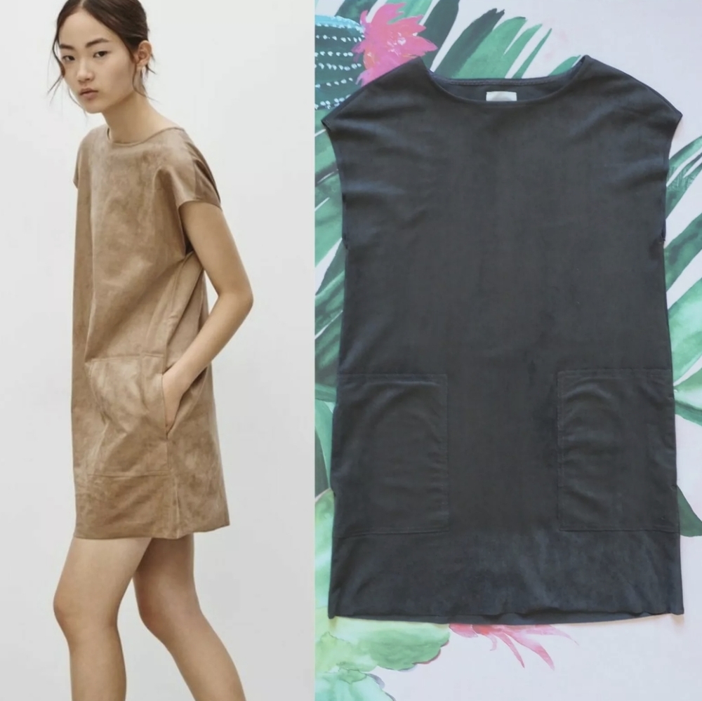 Grey Aritzia Wilfred Free Vegan Suede Shift Dress